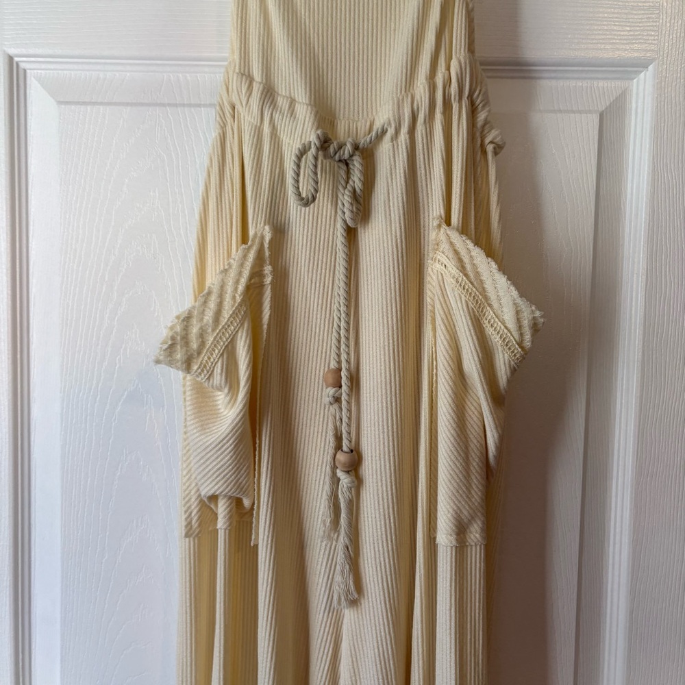 Free People Cream Boho Open Back Wide Sleeve Jumpsuit Romper Size M - Picture 5 of 10
